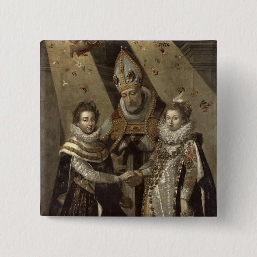 Het huwelijk van Louis XIII Vierkante Button 5,1 Cm (Voorkant)
