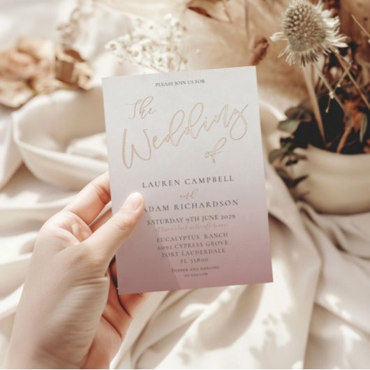 Het huwelijk van Roos Gold Calligraphy Wedding Folie Uitnodiging