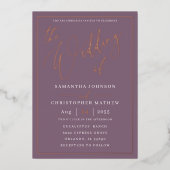 Het huwelijk van Roos Gold Calligraphy Wedding Folie Uitnodiging (Voorkant)