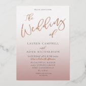 Het huwelijk van Roos Gold Calligraphy Wedding Folie Uitnodiging (Voorkant)