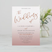 Het huwelijk van Roos Gold Calligraphy Wedding Folie Uitnodiging (Staand Voorkant)