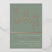 Het huwelijk van: Sage Green & Roos Gold Folie Uitnodiging (Voorkant)