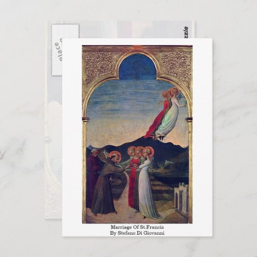 Het huwelijk van St. Francis door Stefano di Giova Briefkaart (Voorkant / Achterkant)