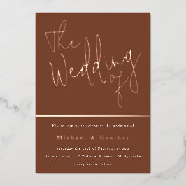 Het huwelijk van: Terracotta Rust Boho Roos Gold Folie Uitnodiging