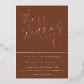 Het huwelijk van: Terracotta Rust Boho Roos Gold Folie Uitnodiging (Voorkant)