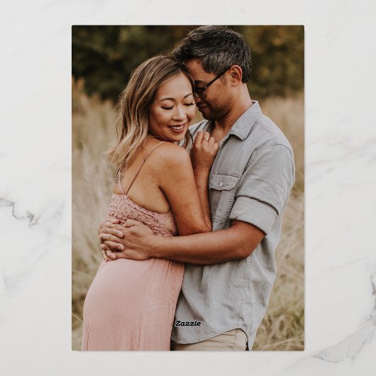 Het huwelijk van White Gold Photo Elegant Folie Uitnodiging (Achterkant)