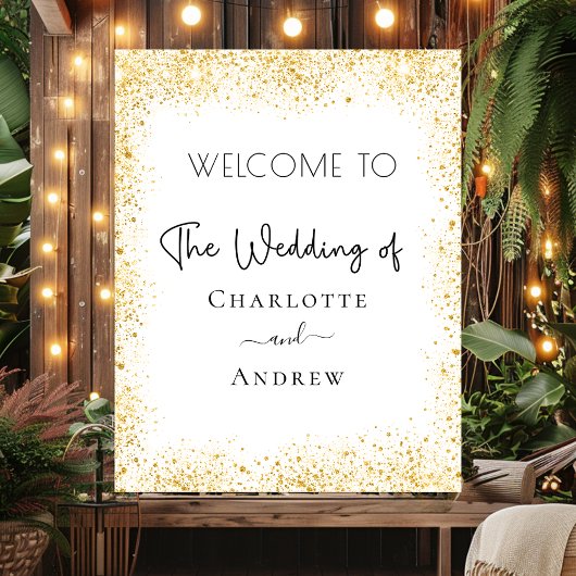 Het huwelijk van witte gouden enkels welkom poster