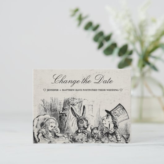 Het huwelijk verandert de Datum Alice in Wonderlan Briefkaart (Staand voorkant)