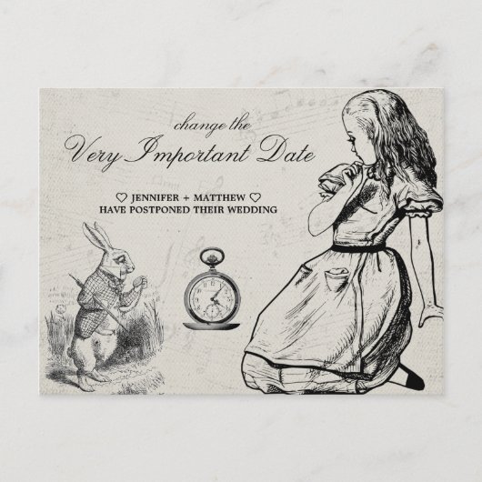 Het huwelijk verandert de Datum Alice in Wonderlan Briefkaart (Voorkant)