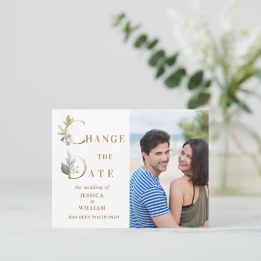 Het huwelijk verandert de Datum Elegant PHOTO aank Briefkaart (Staand voorkant)