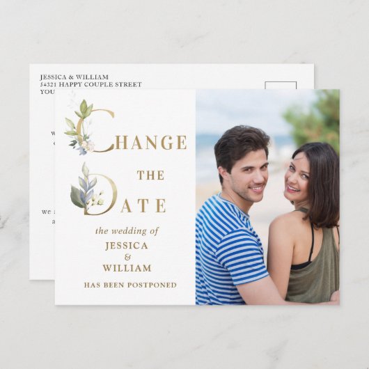 Het huwelijk verandert de Datum Elegant PHOTO aank Briefkaart (Voorkant / Achterkant)