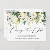 Het huwelijk verandert de Datum Witte Roses Elegan Briefkaart (Voorkant / Achterkant)