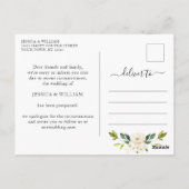 Het huwelijk verandert de Datum Witte Roses Elegan Briefkaart (Achterkant)