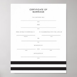 Het huwelijksakte Chic Stripes Keepslag Poster