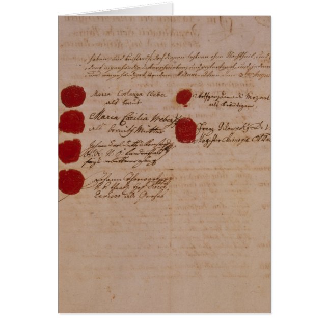 Het huwelijksattest Wolfgang, Mozart en Weber (Voorkant)