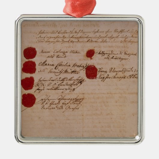 Het huwelijksattest Wolfgang, Mozart en Weber Metalen Ornament (Voorkant)