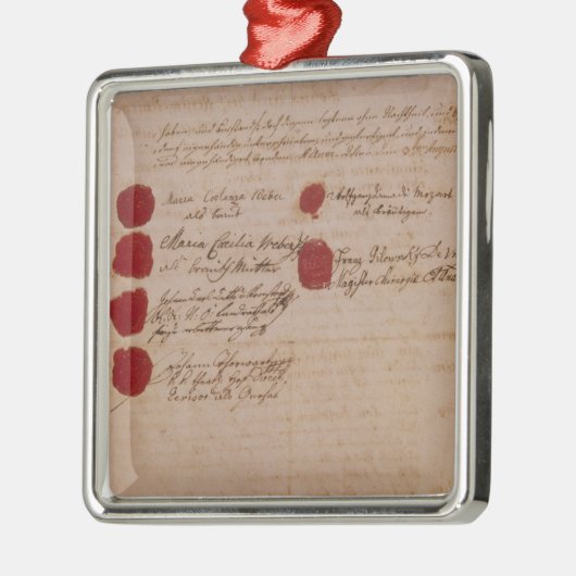 Het huwelijksattest Wolfgang, Mozart en Weber Metalen Ornament (Links)