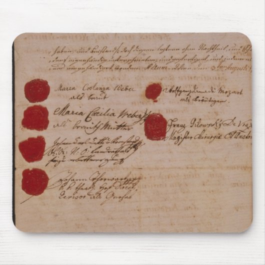 Het huwelijksattest Wolfgang, Mozart en Weber Muismat (Voorkant)