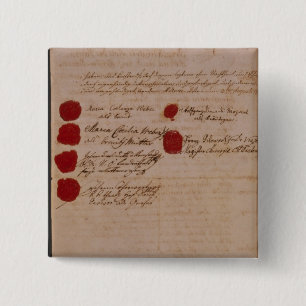 Het huwelijksattest Wolfgang, Mozart en Weber Vierkante Button 5,1 Cm