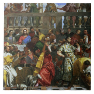Het huwelijksfeest op Cana, detail van muzikanten Tegeltje