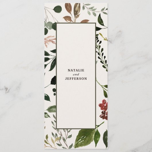 Het huwelijksmenu van de rotsflorale en de staartw menu (Achterkant)