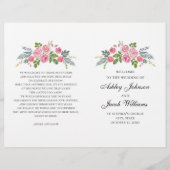 Het huwelijksprogramma is gevouwen. Roze rozen. Tu (Voorkant)