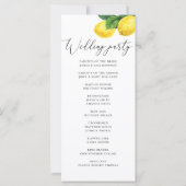 Het huwelijksprogramma van Lemon Grove | citruscer (Achterkant)