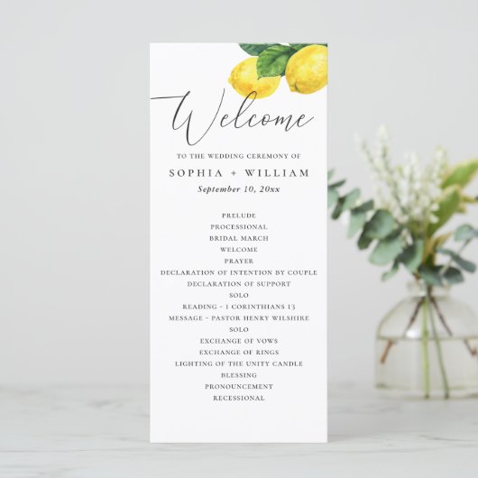 Het huwelijksprogramma van Lemon Grove | citruscer (Staand voorkant)
