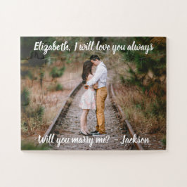 Het huwelijksvoorstel Marry Me Photo White Script Legpuzzel
