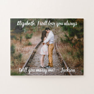 Het huwelijksvoorstel Marry Me Photo White Script  Legpuzzel