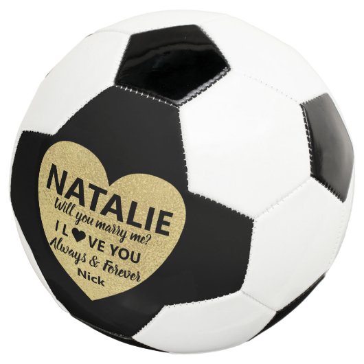 Het huwelijksvoorstel, wil je met me trouwen? voetbal (Drie kwart)