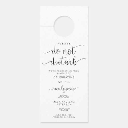 Het huwelijksweekeinde niet storen deurhanger (Voorkant)