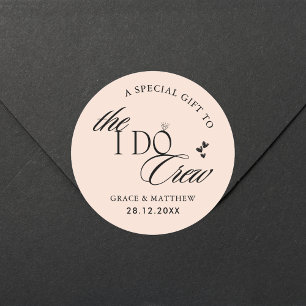 Het I Do Crew Huwelijksfeest Cadeautje Roze Roos K Ronde Sticker