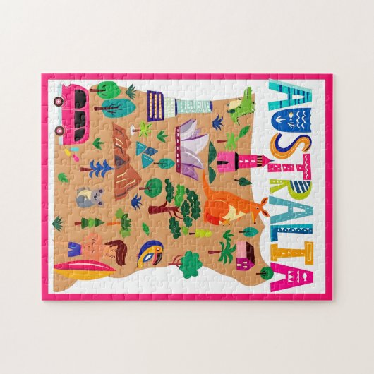 Het iconische Landmarks & Wildlife Poster van Aust Legpuzzel (Horizontaal)