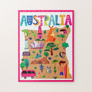 Het iconische Landmarks & Wildlife Poster van Aust Legpuzzel