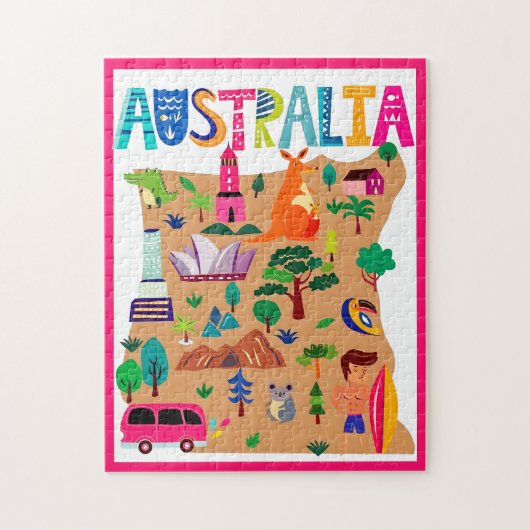 Het iconische Landmarks & Wildlife Poster van Aust Legpuzzel (Verticaal)