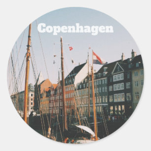 Het iconische Nyhavn, Kopenhagen, Denemarken Ronde Sticker