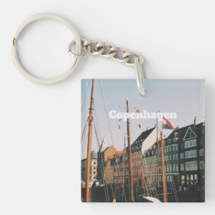Het iconische Nyhavn, Kopenhagen, Denemarken Sleutelhanger