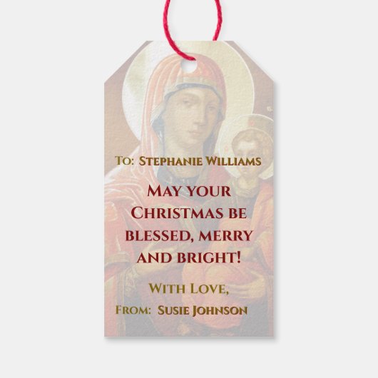 Het icoon van de gezegende moeder van God Cadeaulabel (Achterkant)