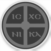 Het ICXC NIKA Cross - Jezus Christus Symbool (grij Sticker (Voorkant)