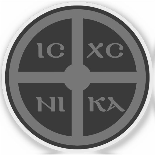 Het ICXC NIKA Cross - Jezus Christus Symbool (grij Sticker (Voorkant)