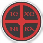 Het ICXC NIKA Cross - Jezus Christus Symbool (rood Sticker (Voorkant)