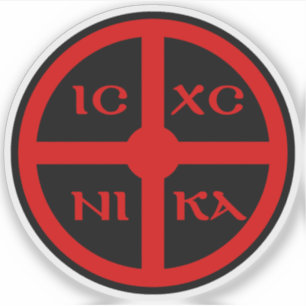 Het ICXC NIKA Cross - Jezus Christus Symbool (rood Sticker