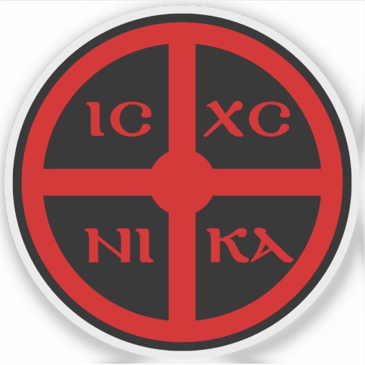 Het ICXC NIKA Cross - Jezus Christus Symbool (rood Sticker (Voorkant)