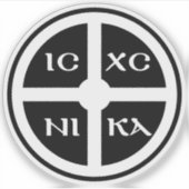 Het ICXC NIKA Cross - Jezus Christus Symbool (wit) Sticker (Voorkant)