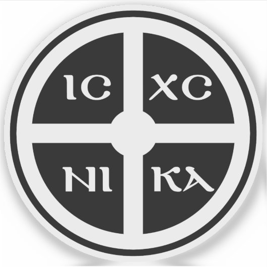 Het ICXC NIKA Cross - Jezus Christus Symbool (wit) Sticker (Voorkant)