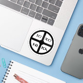 Het ICXC NIKA Cross - Jezus Christus Symbool (zwar Sticker (Laptop met iPhone)