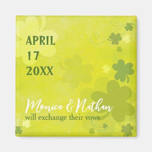 Het Ierse Shamrock Green Wedding Save the Date Magneet (Voorkant)