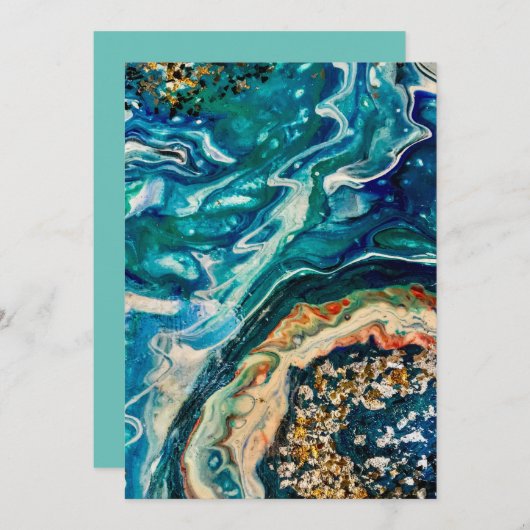 Het ijs en de vis abstract blauw blauwgroen goudwi kaart (Voorkant / Achterkant)