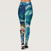 Het ijs en de vis abstract blauw blauwgroen goudwi leggings (Achterkant)